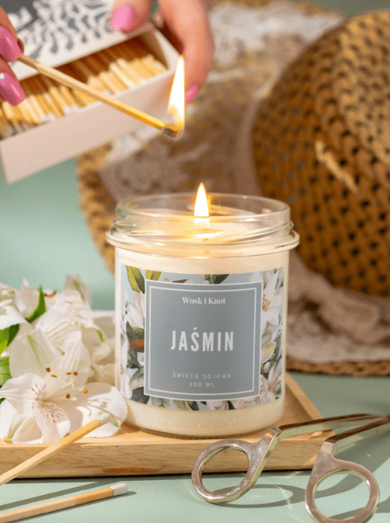 Jaśmin świeca sojowa 300ml Wosk i Knot