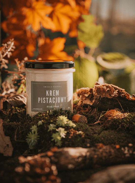 Krem Pistacjowy świeca sojowa 300ml Wosk i Knot