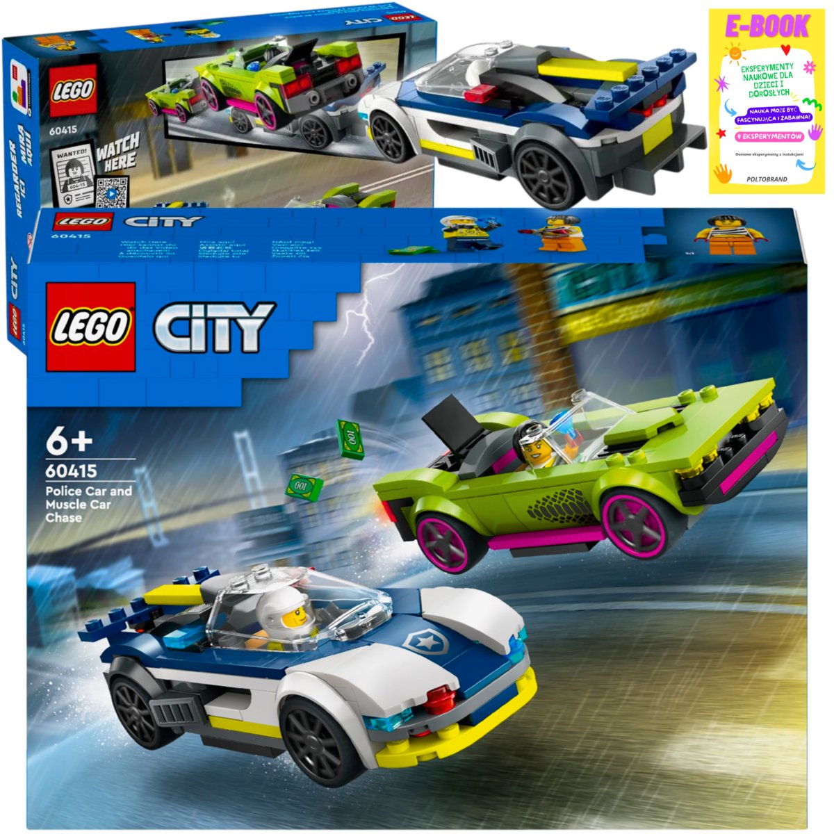 LEGO KLOCKI CITY - POŚCIG RADIOWOZU ZA MUSCLE CAREM 60415 PREZENT + EBOOK