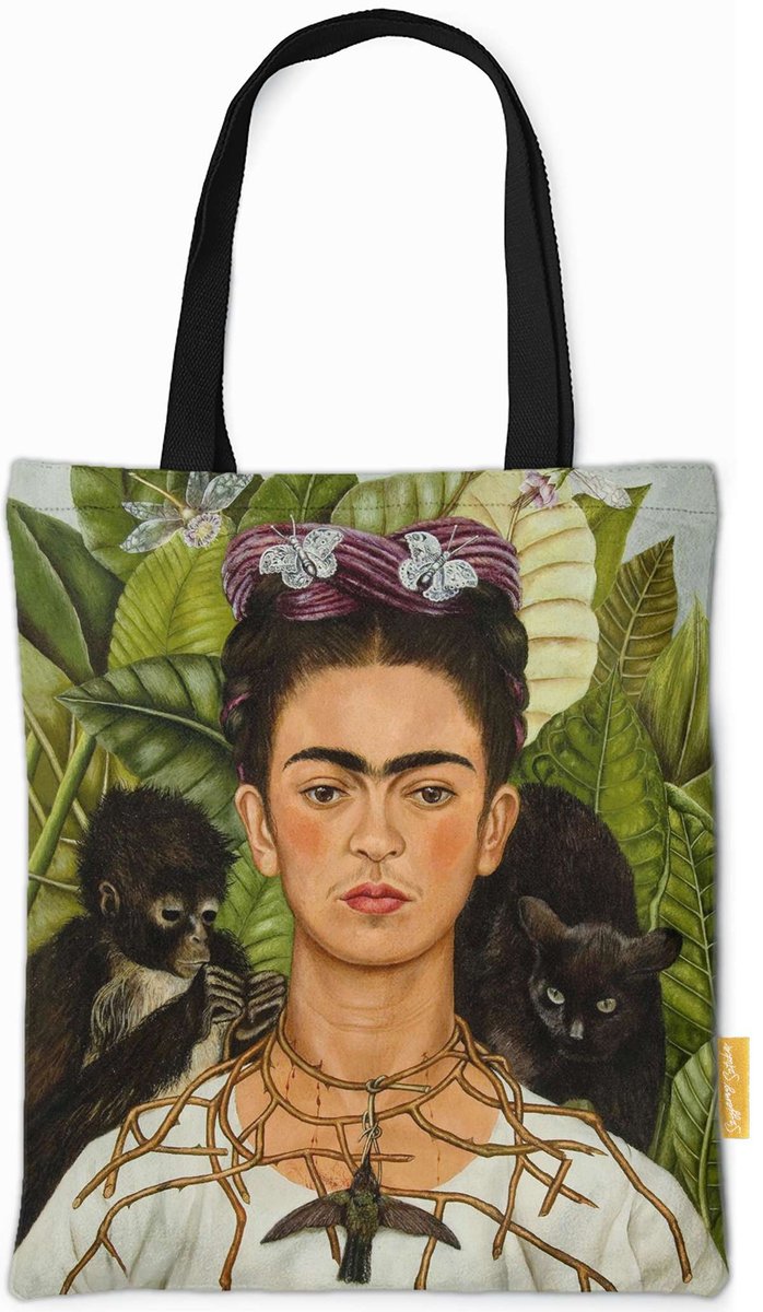 Torba na ramię Autoportret z cierniowym naszyjnikiem i kolibrem Frida Kahlo-ONE SIZE
