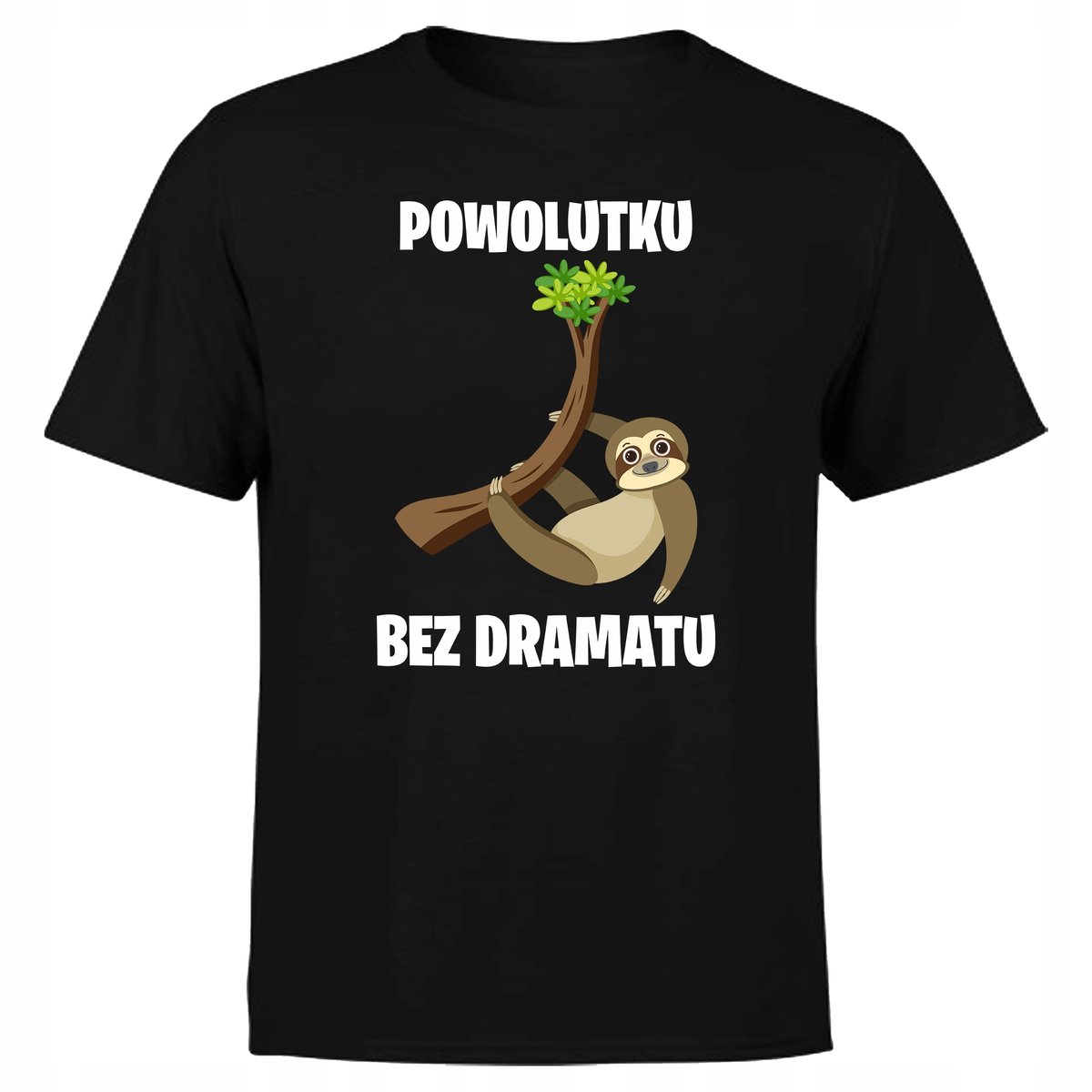 KOSZULKA MĘSKA Z NADRUKIEM LENIWIEC POWOLUTKU BEZ DRAMATU NAPIS PREZENT L