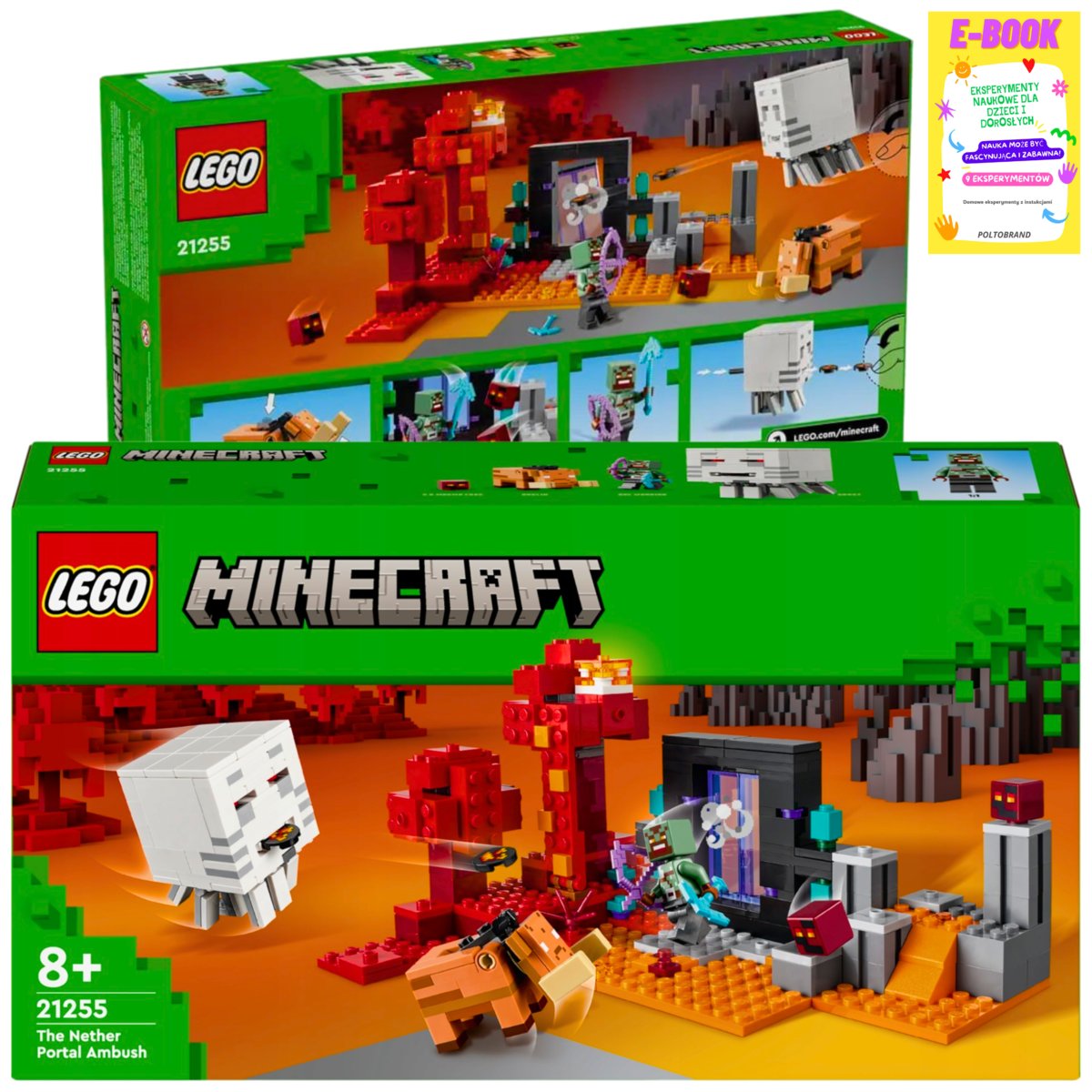 LEGO MINECRAFT - ZASADZKA W PORTALU DO NETHERU 21255 PREZENT + EBOOK