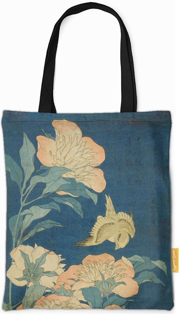 Torba na ramię Kanarek i piwonia Katsushika Hokusai-ONE SIZE
