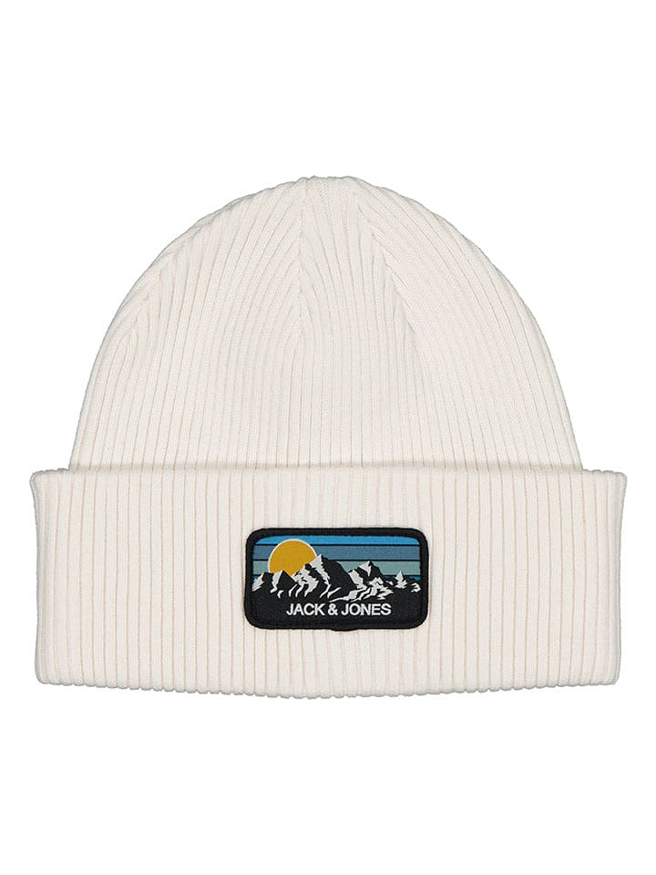 Jack & Jones Czapka beanie w kolorze białym