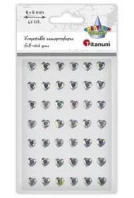 Kryształki samoprzylepne Serca srebrne 42szt