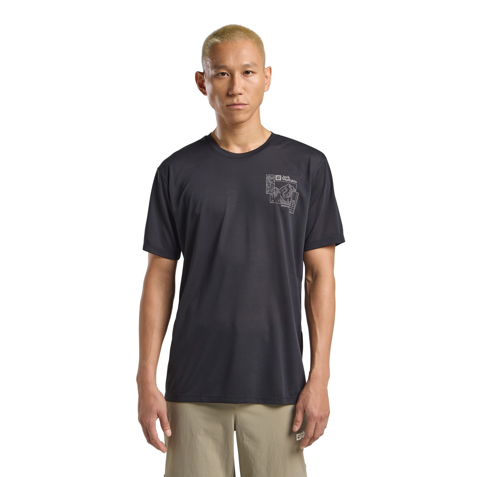 Męska koszulka z krótkim rękawem Jack Wolfskin VONNAN GRAPHIC T M EXPLORE phantom - S