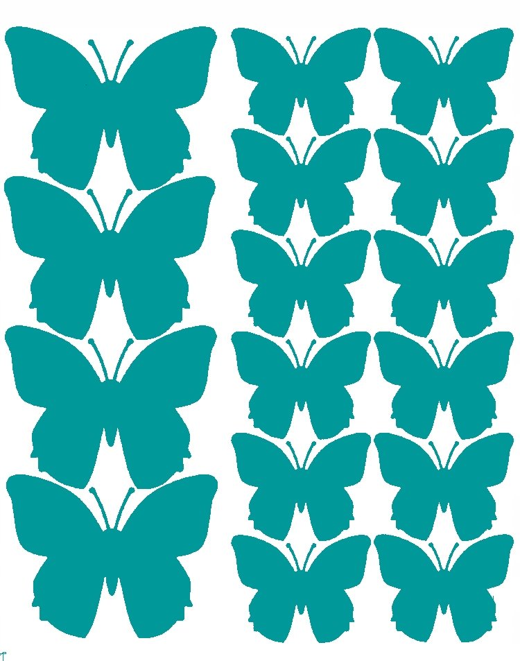 NAKLEJKA NA ŚCIANĘ MOTYLE NAKLEJKI 32 SZTUKI TURKUSOWY MATOWY