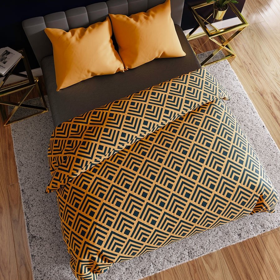 Pościel z satyny bawełnianej z wzorem geometrycznym Tressa, rozmiar: 160x200 cm