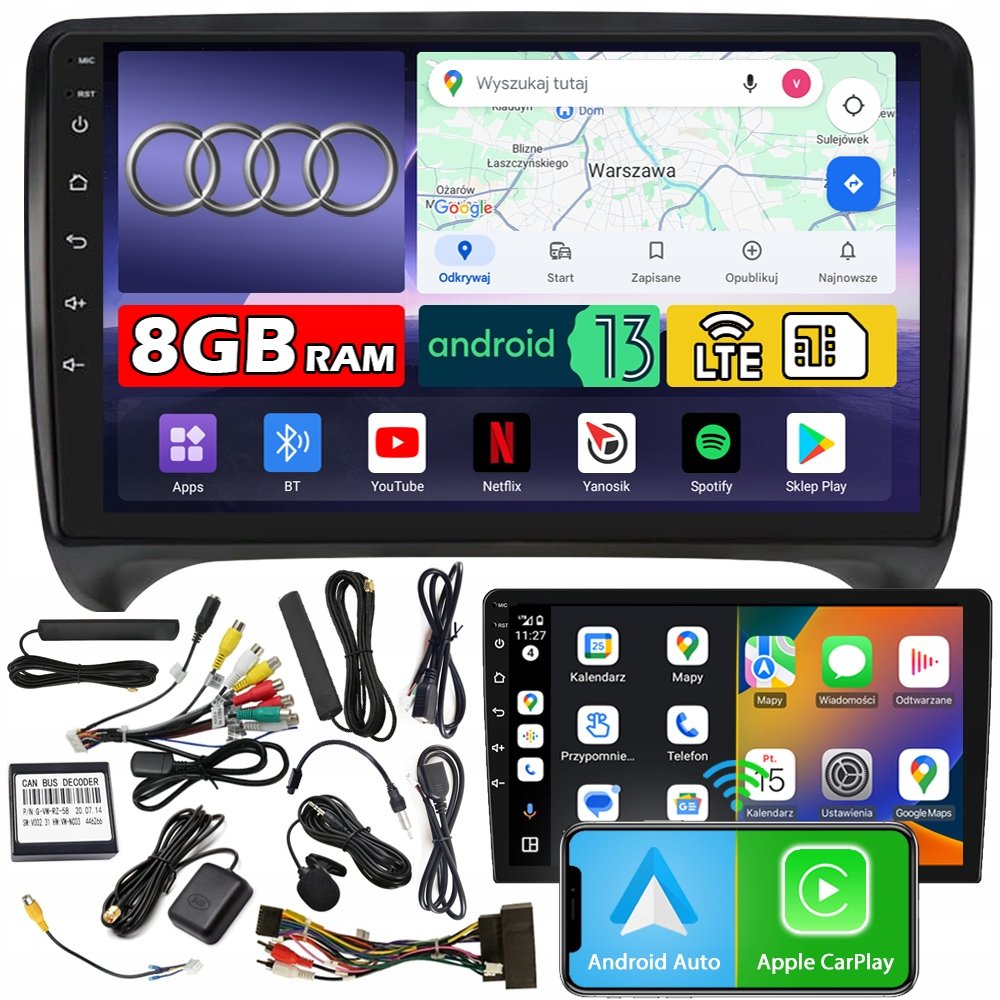 Radio samochodowe NCS ZQ9 AUDI TT 8J 2006-2013 Android nawigacja 8GB LTE