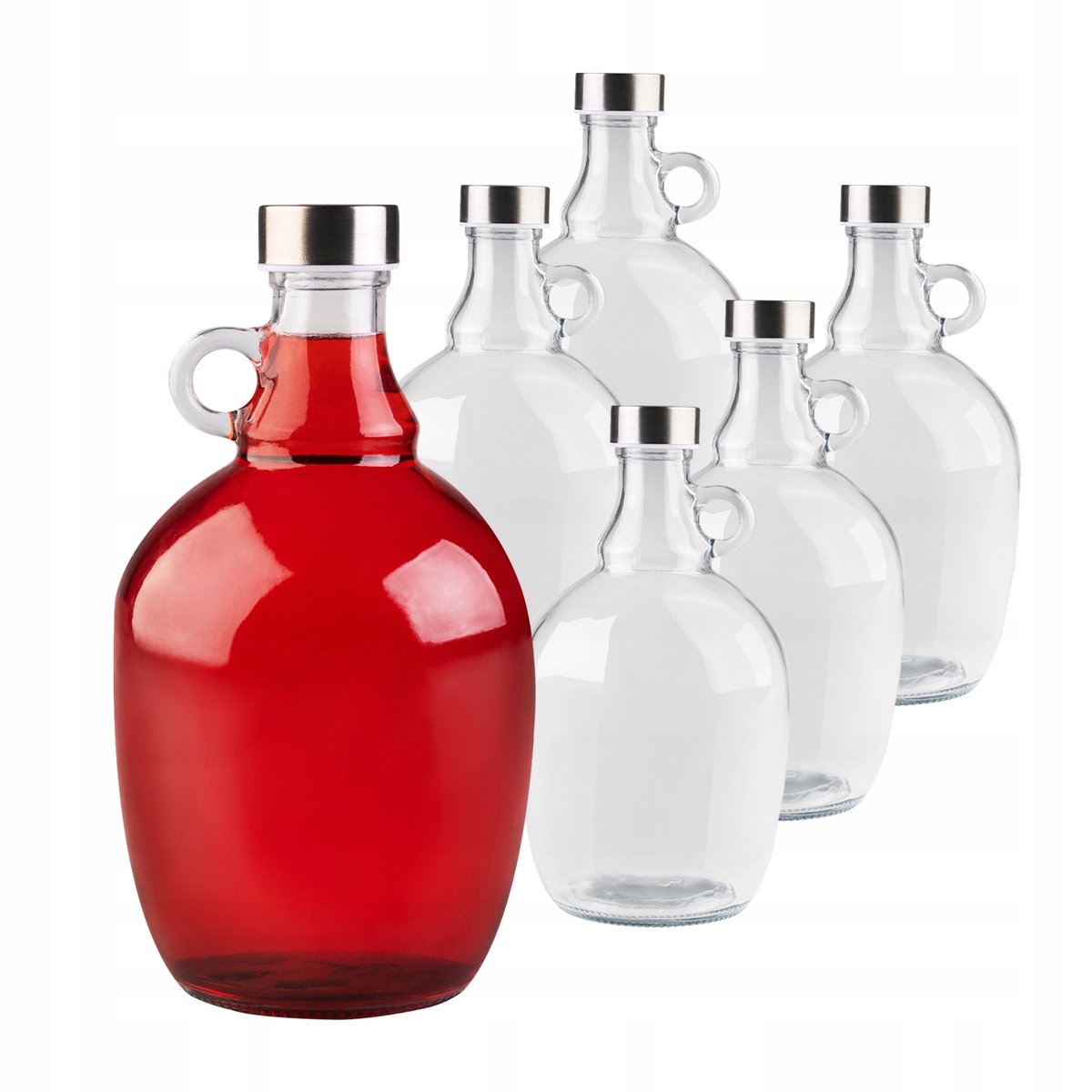 Zestaw 6x Butelka szklana gąsior na wino nalewki bimber z zakrętką 1,5 L