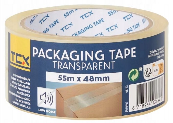 Taśma pakowa transparentna 48mm x 55m cicha