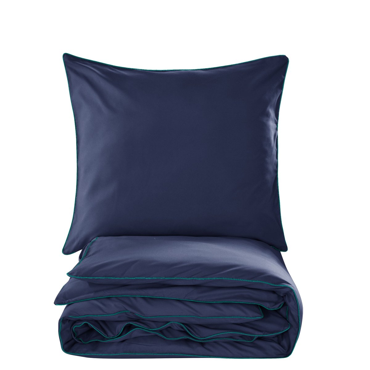 Pościel Basic 220X200 Granat Lamówka Turkusowa
