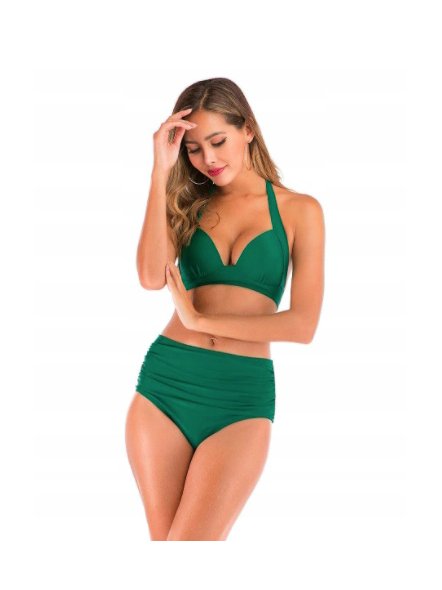 Strój kąpielowy dwuczęściowy zielony push up : Rozmiar - XXXL