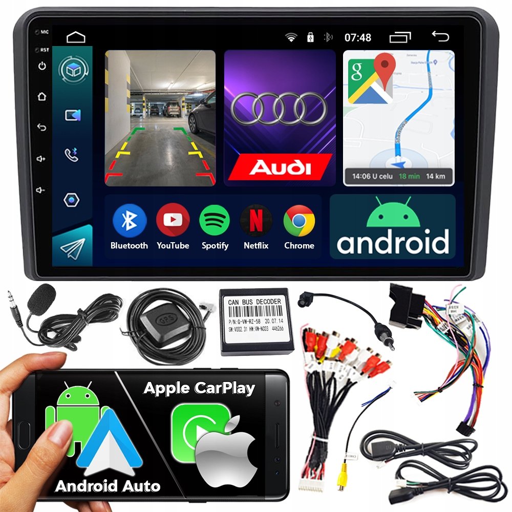 Radio samochodowe 2DIN NCS RS-305 AUDI A3 8P 2003-2012 Android nawigacja