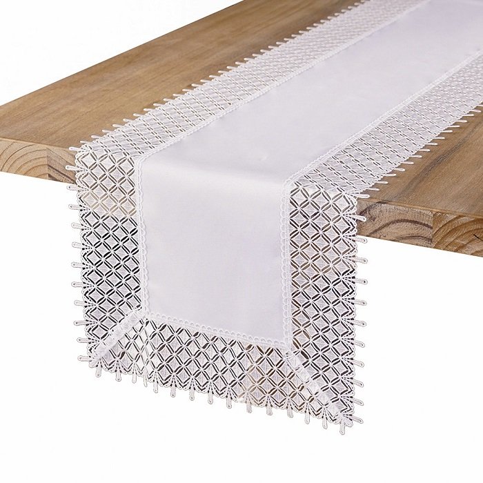 Bieżnik elegancki z gipiurą 70x180 053 kremowy