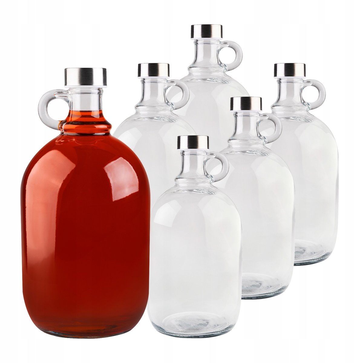 6x BUTELKI GĄSIORY GALON 2L na wino nalewki soki domowe do wina + ZAKRĘTKI