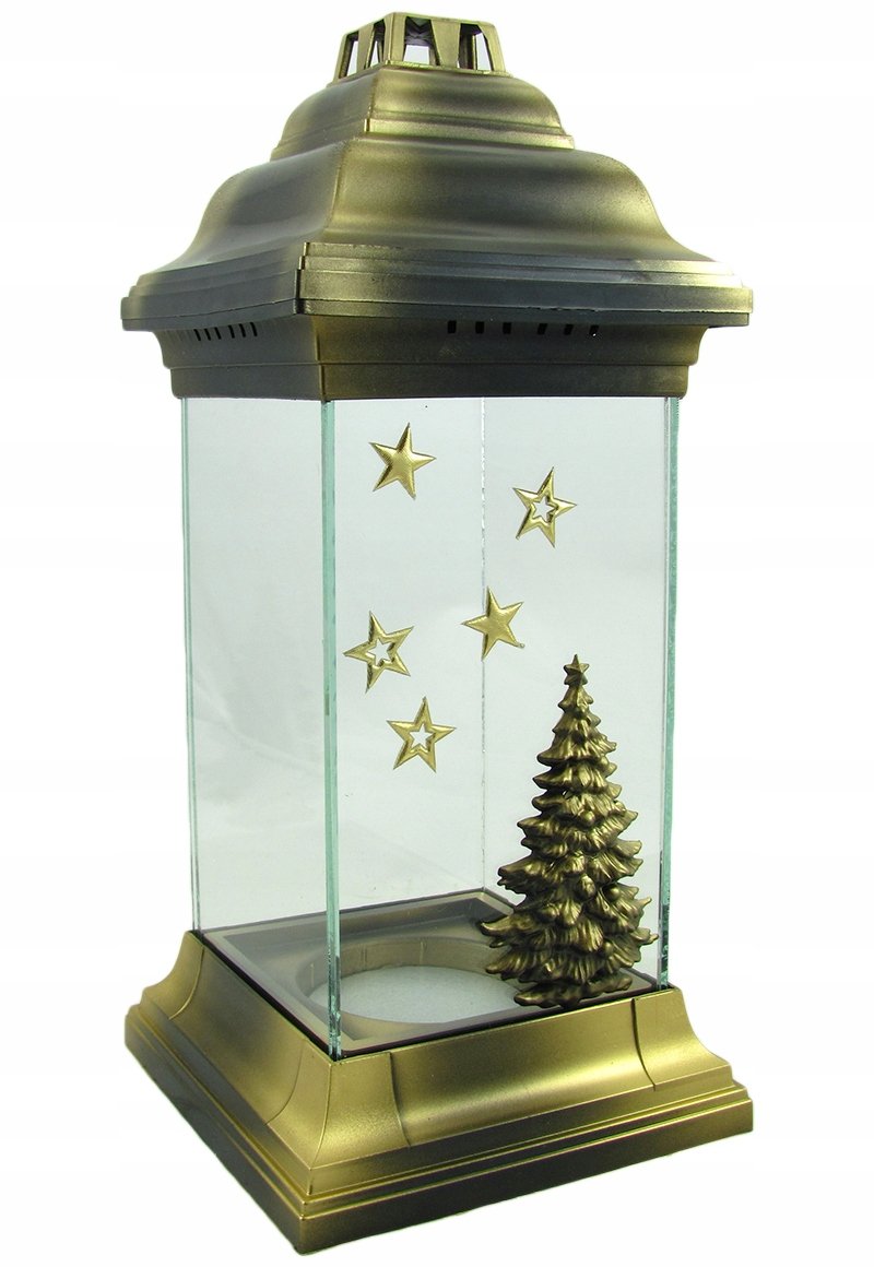 Kapliczka Znicz Szklany Choinka Bożonarodzeniowy Świąteczny Złoty Gwiazdki