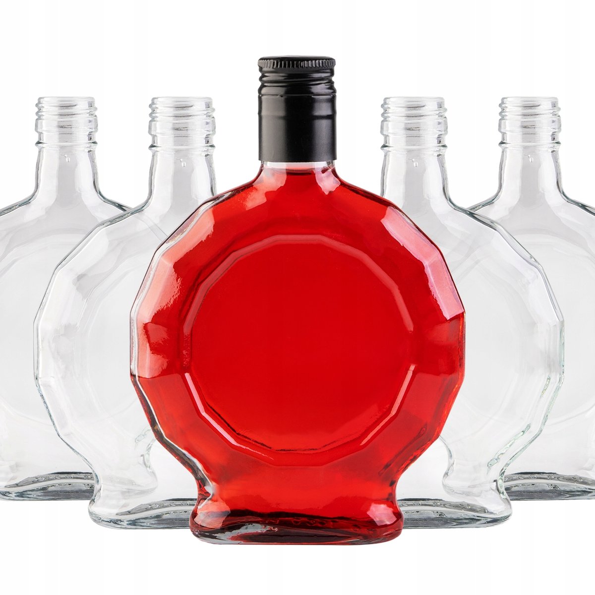 Butelki szklane na BIMBER NALEWKI 5 sztuk MEDALION 250 ml z zakrętkami