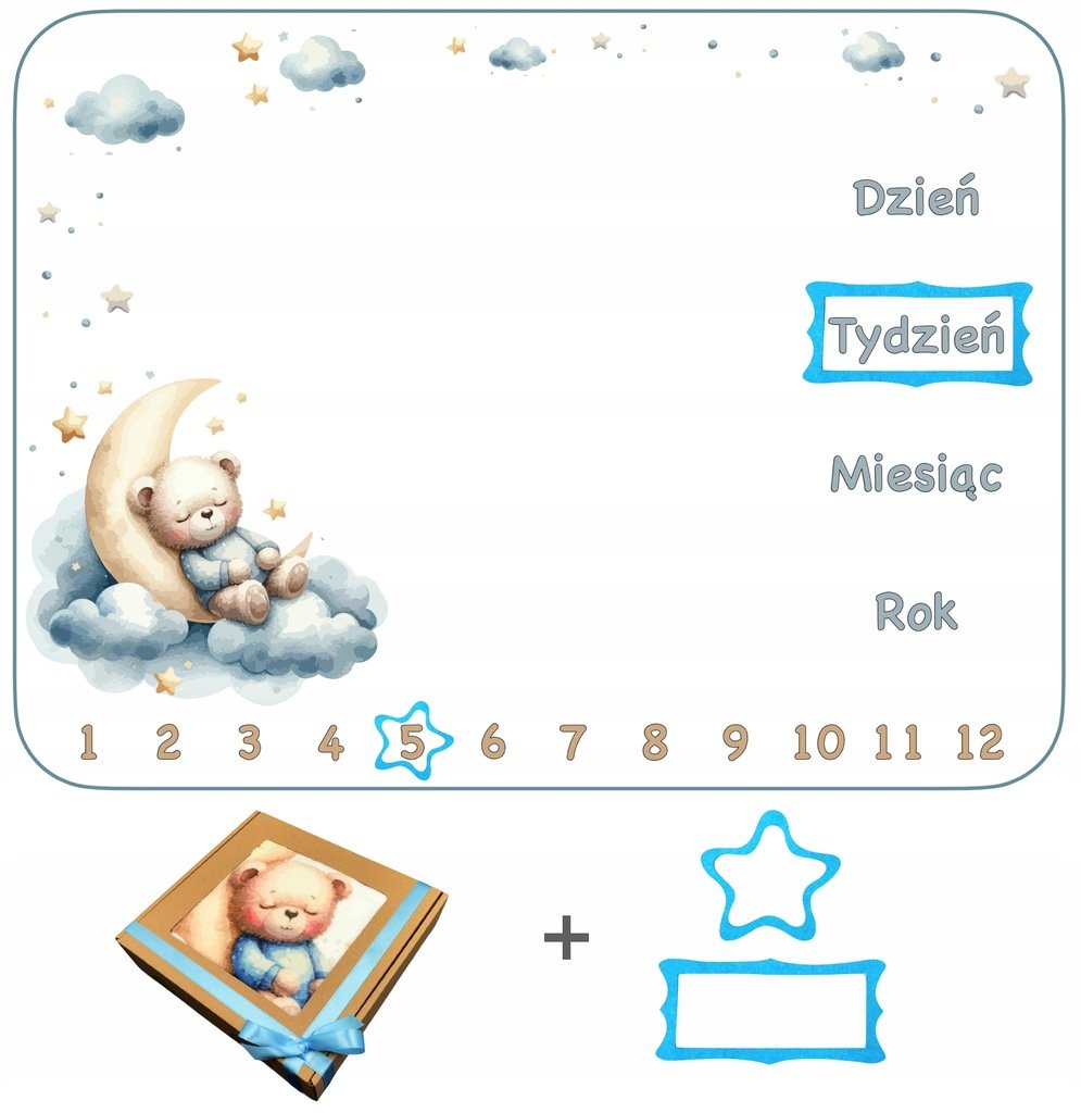 BABY SHOWER PREZENT DLA PRZYSZŁEJ MAMY I DZIECKA MIĘKKI FOTOKOCYK + RAMKI