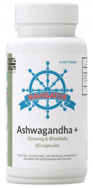 Ashwagandha Żeń-szeń Różeniec górski VEGE 60 kapsułek, Navigator