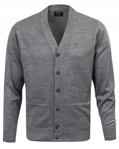 SWETER Męski ROZPINANY Kardigan na Guziki CIEMNOSZARY melanż XXL Pako Jeans