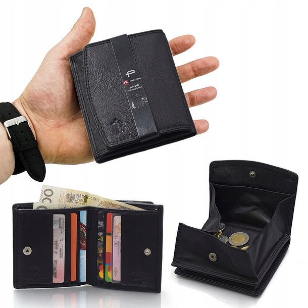Portfel Męski Skórzany Mały z RFID MINI IDEAŁ