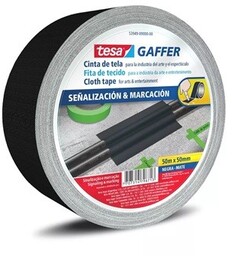 Tesa 53949 Matt Gaffer Tape, czarna matowa taśma tekstylna, 50 mm x 50m