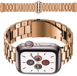 Bizon Pasek ze stali nierdzewnej Strap Watch Aura do Apple Watch 41/40/38 mm, różowozłoty
