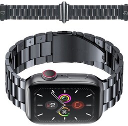Bizon Pasek ze stali nierdzewnej Strap Watch Aura do Apple Watch 49/46/45/44/42 mm, czarny