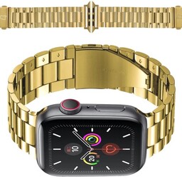 Bizon Pasek ze stali nierdzewnej Strap Watch Aura do Apple Watch 49/46/45/44/42 mm, złoty