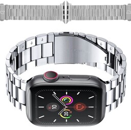 Bizon Pasek ze stali nierdzewnej Strap Watch Aura do Apple Watch 49/46/45/44/42 mm, srebrny