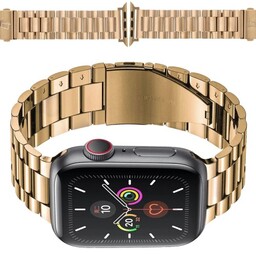 Bizon Pasek ze stali nierdzewnej Strap Watch Aura do Apple Watch 49/46/45/44/42 mm, różowozłoty
