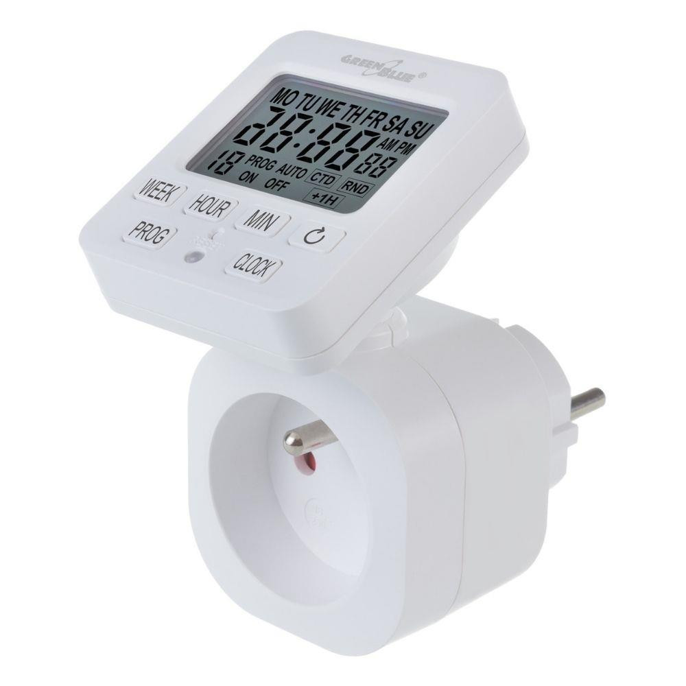 Włącznik czasowy - timer cyfrowy greenblue, max. obciążenie 16a, ip20, gb605 e