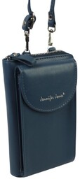 Damski Pionowy Portfel Na Pasku Jennifer Jones z Funkcją Torebki 1125-1 Portfelo-Torebka NIEBIESKI 19 x 12 x 6 [cm]