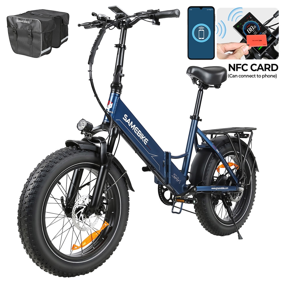 SAMEBIKE LOTDM200-II-FT Folding Electric Bike 750W Motor 48V 13Ah Battery 20*4 Inch Fat Tire 40km/h Max Speed 80km Range