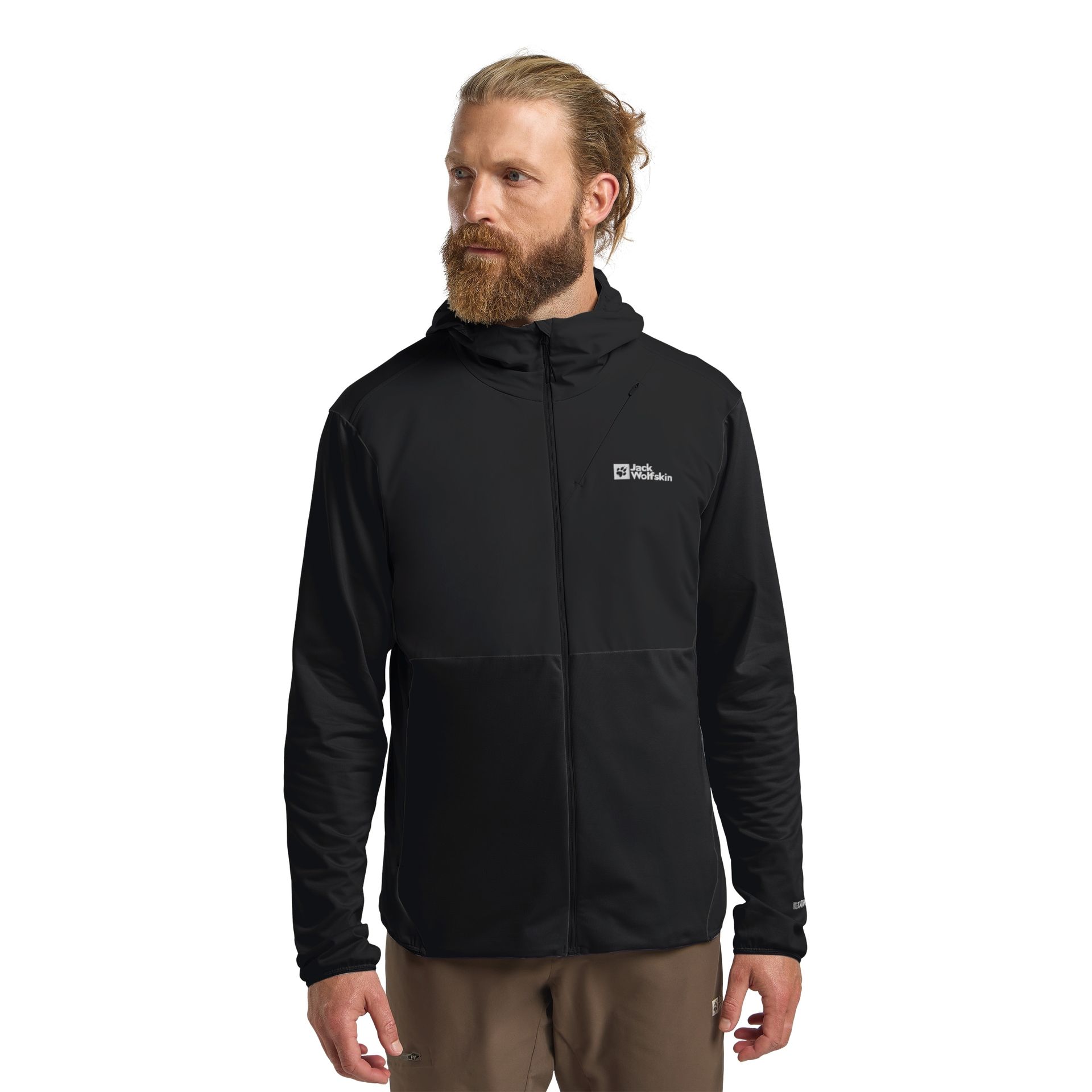 Męski polar z kapturem Jack Wolfskin PRELIGHT TRAIL HOODY M black - L