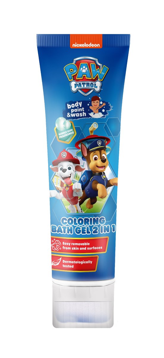 Kids psi patrol żel koloryzujący do kąpieli 2w1 - bubble gum (guma balonowa) 150 ml