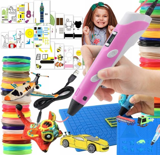 Mini Drukarka Długopis 3d Pen Dzieci Magiczny +filament 109 +mata +szablony