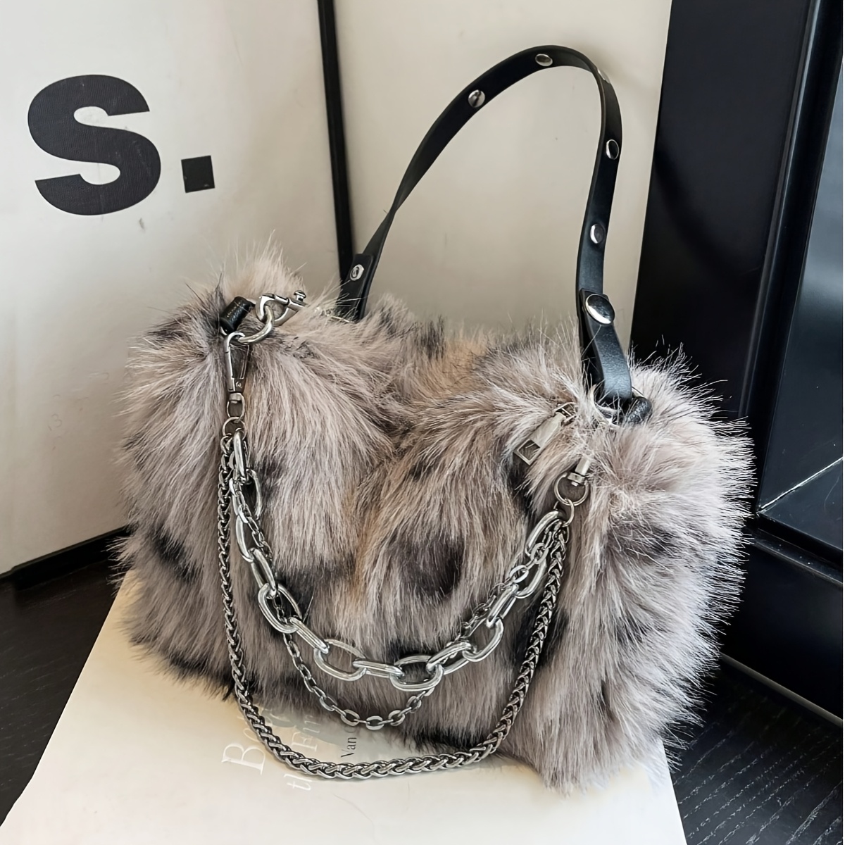 TEMU Elegancka Torba na Ramię z Gradientem i Łańcuszkowym Paskiem - Nylon, Zamek Błyskawiczny, Podszewka z Poliestru - Modna Damska Torebka Pod Pachą