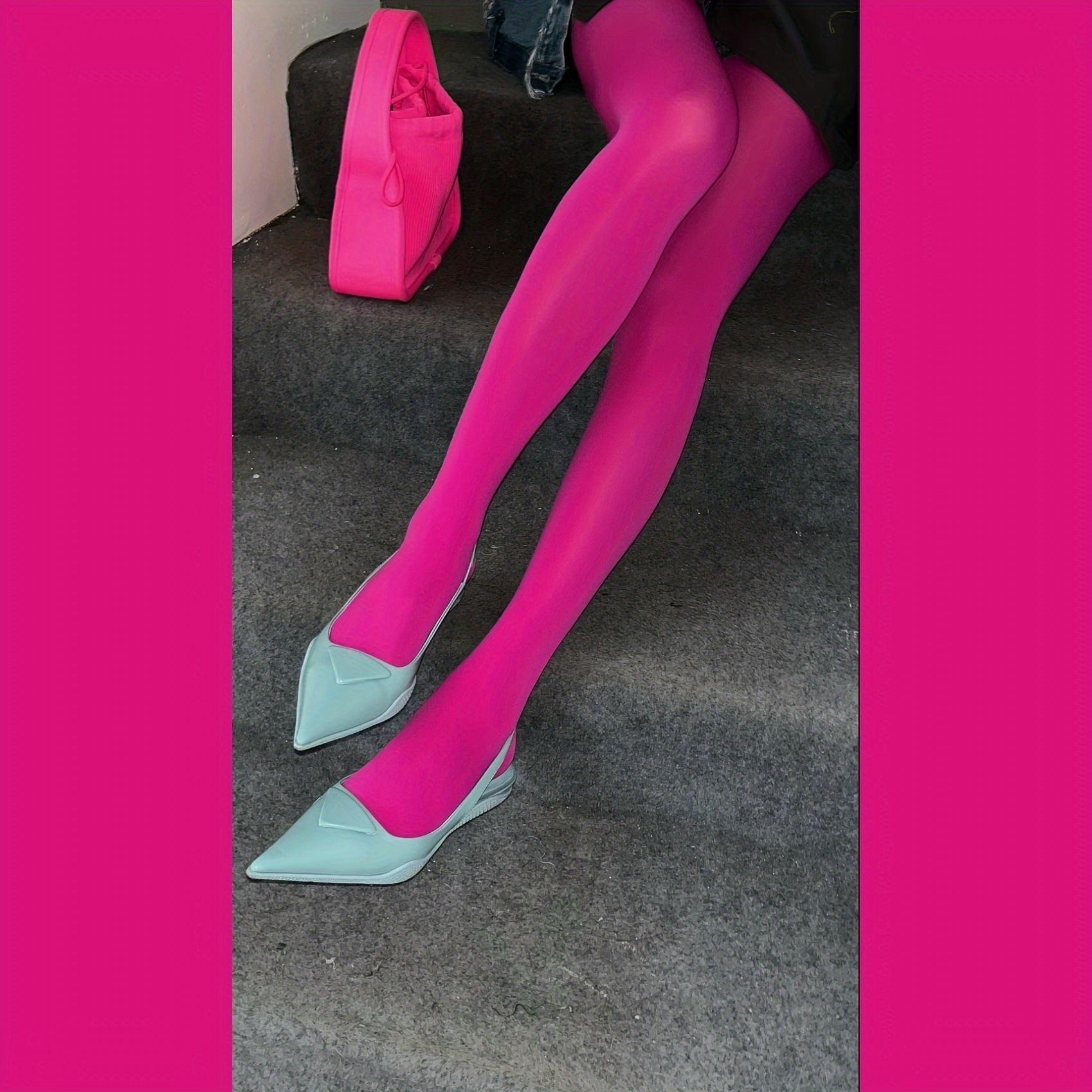 TEMU Rajstopy welurowe różowe dla kobiet - Jednolite kolory Mieszanki poliamidu i spandexu, Tkanina dzianinowa, Antypoślizgowe długie skarpety,