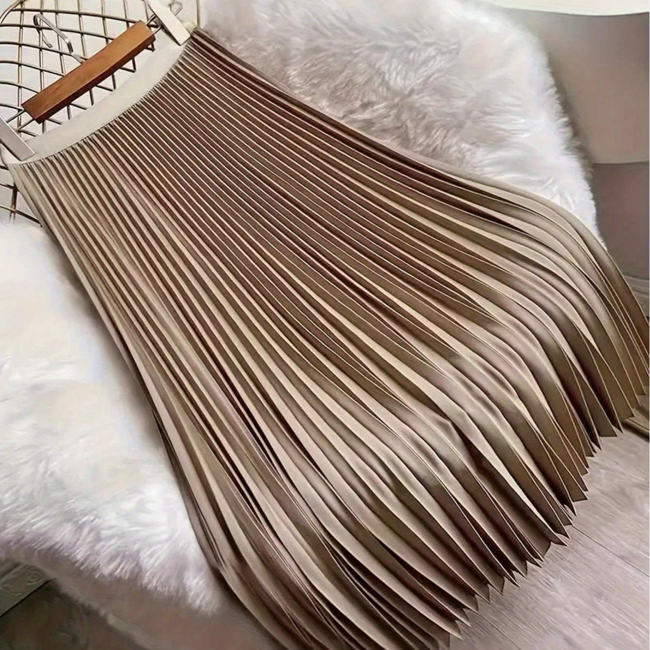 TEMU Elegancka Plisowana Spódnica Midi z Wysokim Stanem dla Kobiet - Krój A