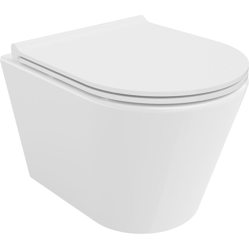 Mexen Rico miska wc Rimless Tornado z deską wolnoopadającą slim, duroplast, biała połysk - 30720500T
