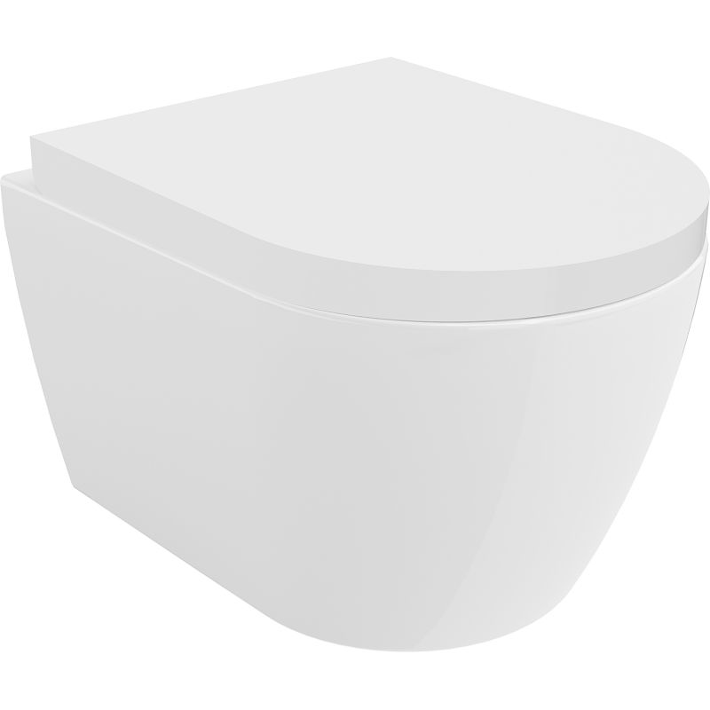 Mexen Carmen miska wc Rimless Tornado z deską wolnoopadającą twarda, duroplast, biała połysk - 30880200T
