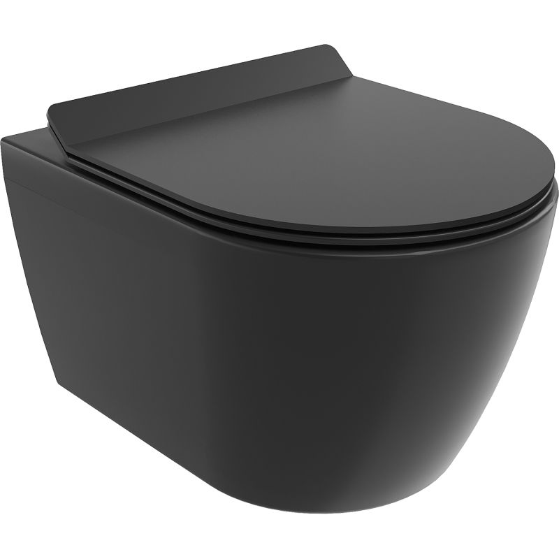 Mexen Carmen miska wc Rimless Tornado z deską wolnoopadającą slim, duroplast, czarna mat - 30880185T