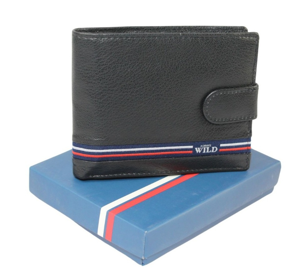 Portfel Męski Skórzany WILD Skóra Licowa Duży Poziomy Z Zapięciem RFID N992L 12,5 x 9,5 x 2 [cm]