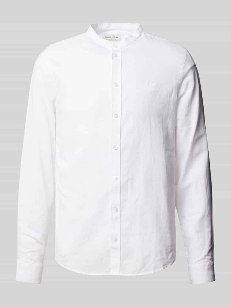 Koszula lniana o kroju regular fit ze stójką model ‘Anton’