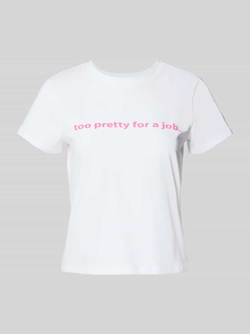 T-shirt z wyhaftowanym napisem