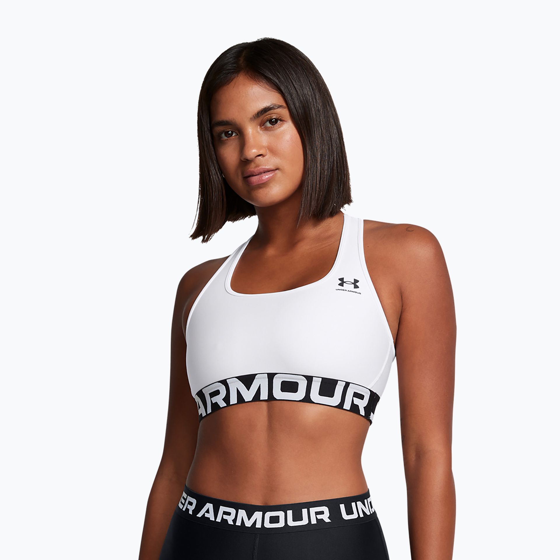 Biustonosz treningowy Under Armour HG Authentics Mid Branded white/black WYSYŁKA W 24H 30 DNI NA ZWROT