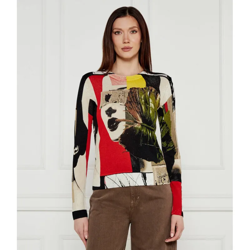 Desigual Sweter COLLAGE_LACROIX Regular Fit z dodatkiem lnu