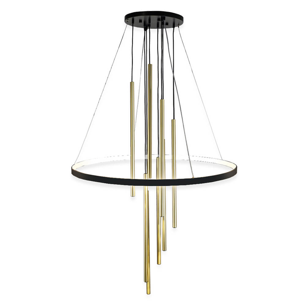 Wisząca lampa okrąg LUNA 5215 LED 54W 3000K tuba czarny mosiądz